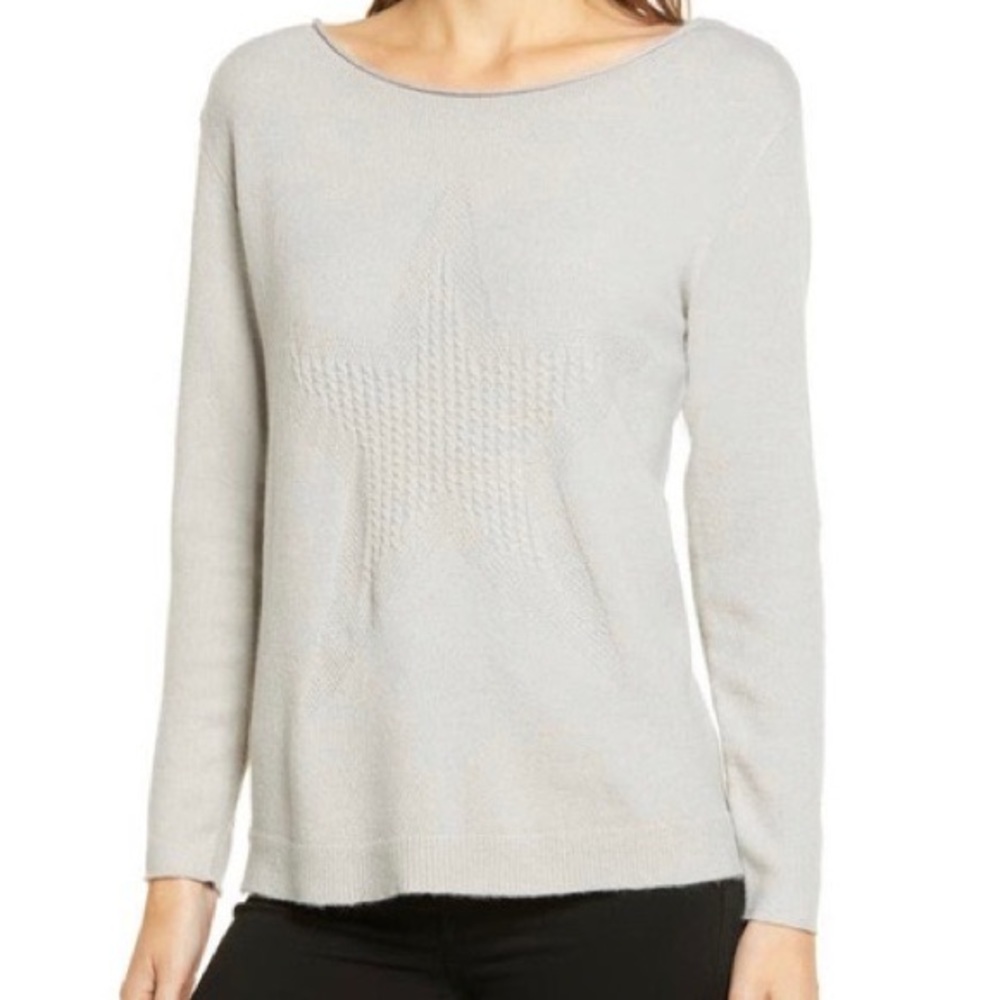NWOT Wit & Wisdom Grey Star Crew Neck Sweatshirt Size L